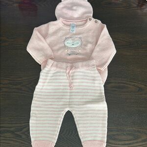 Like new Carter's Pink Owl Knit Matching Set